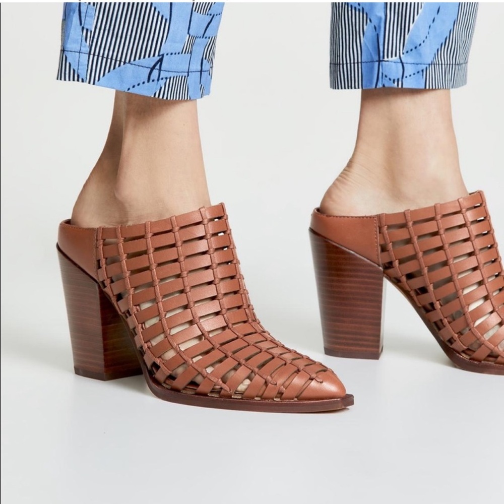 Dolce Vita Kacie Mules Brown Leather Sz Anthropologie 1/2